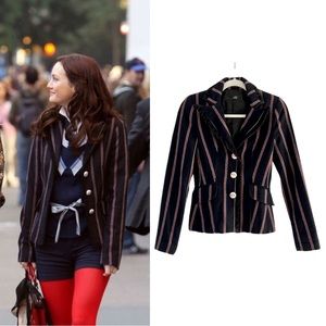 ❤️ ASO Gossip Girl Striped Navy Blazer